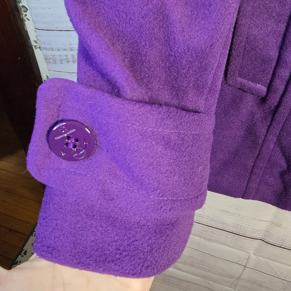 Delia’s Plum Wool-Blend Peacoat Medium Classic Winter Jacket Womens - Picture 4 of 7